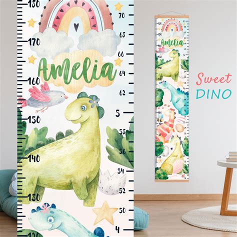 Dinosaur Growth Chart Personalized Height Chart For Girl Etsy