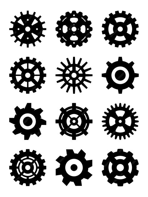 Coleção De Engrenagens E Rodas Dentadas Vetor Premium