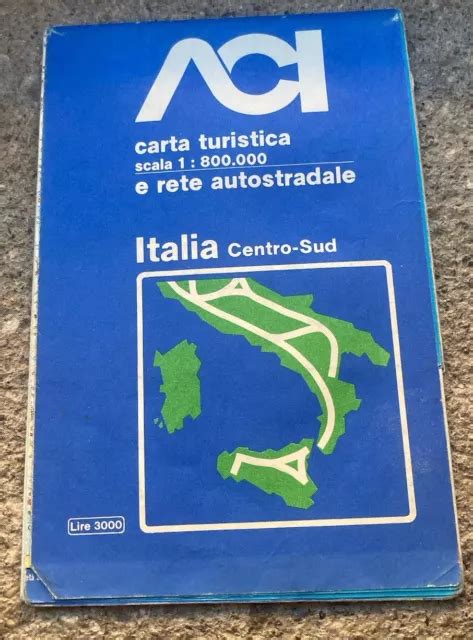 Italia Centro Sud Aci Cartina Geografica Scala Vintage Eur