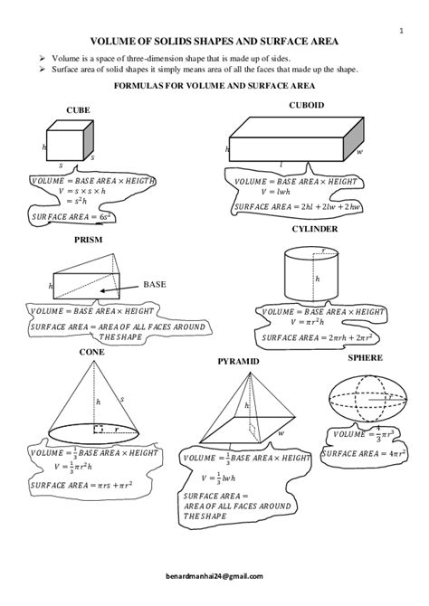 Pdf Volume Of Solids Shapes And Surface Area