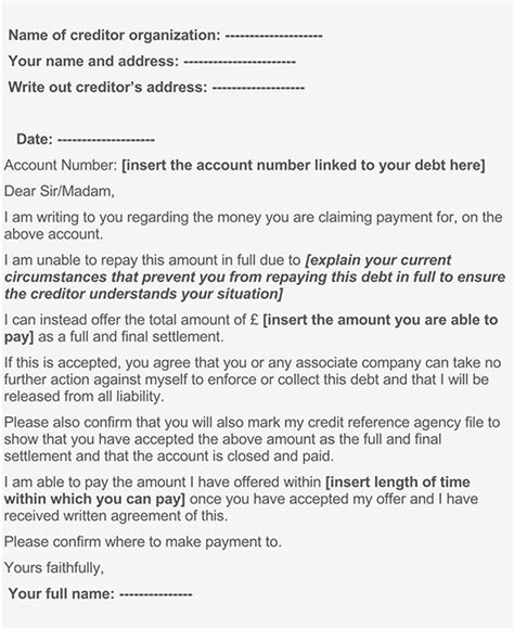 Writing A Debt Settlement Offer Letter Free Templates