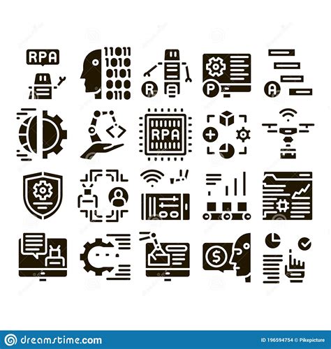 Rpa Robotic Process Automation Icons Set Vector Stock Vector