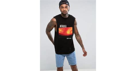 Asos Metallica Sleeveless Band T Shirt With Reload Print And Dropped