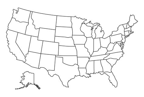 Blank Outline Map Of The United States | Us state map, United states ...