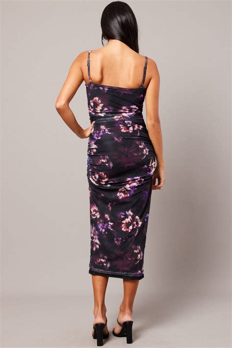 Purple Floral Bodycon Dress Ombre Singlet Maxi Ally Fashion