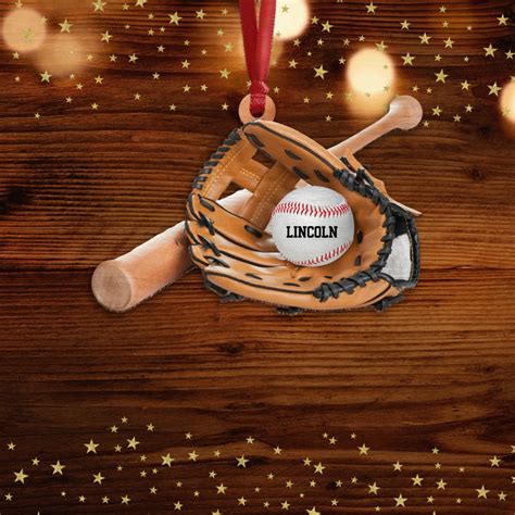 Personalized Baseball Christmas Ornament Baseball Equipment Wood Ornament Baseball Custom