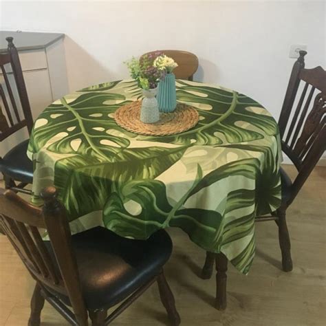 Tropical Plants Pattern Linen Waterproof Tablecloths Decorative Home