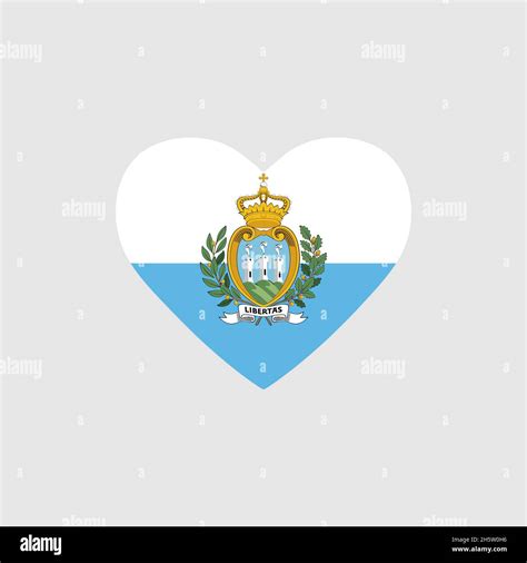 San Marino Flag In Heart Country Of Europe Isolated Vector Icon In