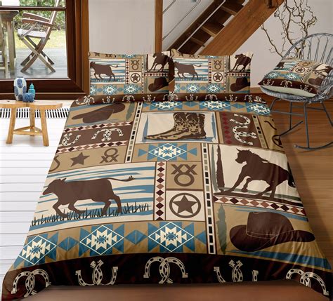 Cowboy Western Themed Bedding Set In 2021 Western Bedding Sets