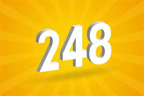 3D 248 number font alphabet. White 3D Number 248 with yellow background ...