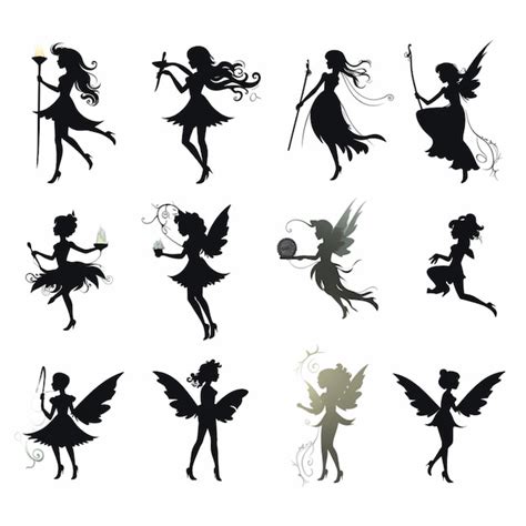 Premium Vector Fairy Silhouettes Cartoon Vector