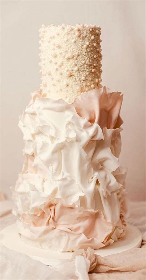 50 Timeless Pearl Wedding Cakes Ruffle Shimmery Gold Pink Pearl Cake