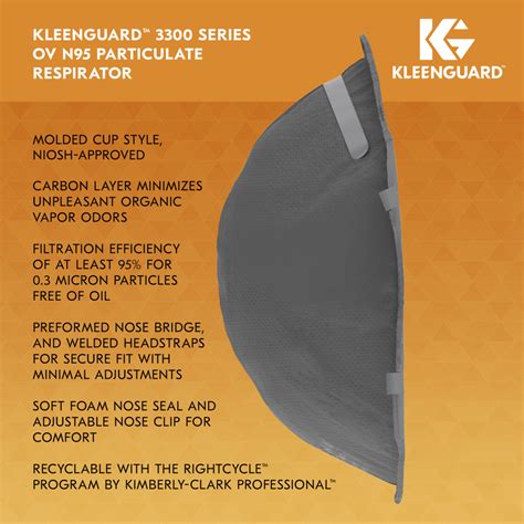 KleenGuard 3300 Series OV N95 Particulate Respirator 54629 RA3316