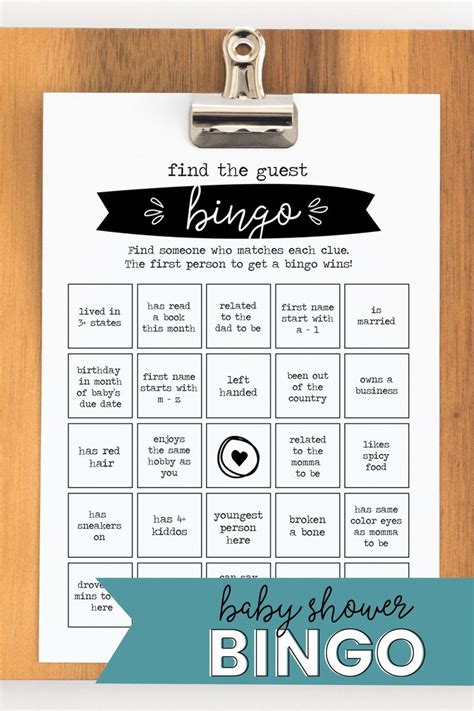 Baby Shower Bingo Find The Guest Game Perfect For Large Or Small Baby