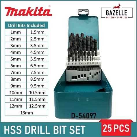 Makita Hss R Drill Bit Sets 13 17 19 25 W Screw Bits Pcs D 54075 D 54081 D 54097 B