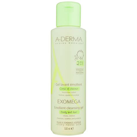 A Derma Exomega Gel Emoliente De Limpeza Para Corpo E Cabelo Para