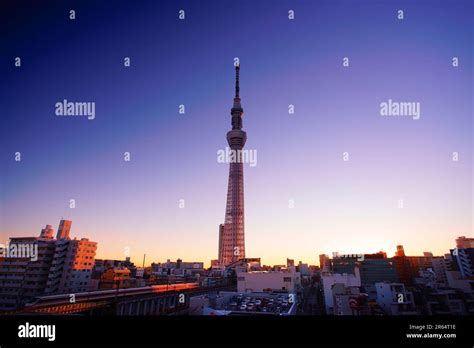 Tokyo Sky Tree In The Morning And Tobu Skytree Line Stock Photo Alamy