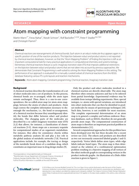 (PDF) Atom Mapping with Constraint Programming