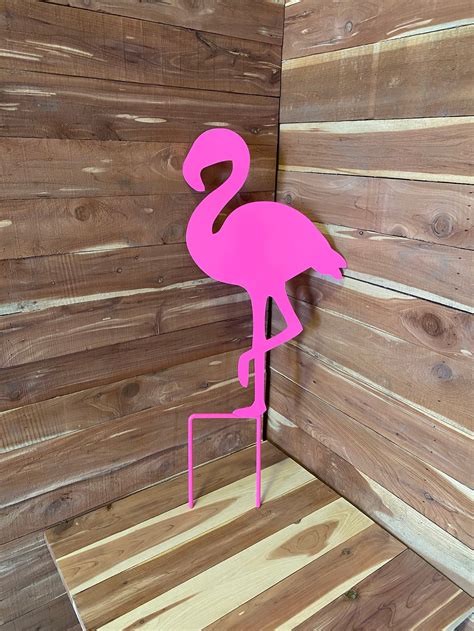 Pink Flamingo Garden Ornament Yard Art Metal Sign Etsy