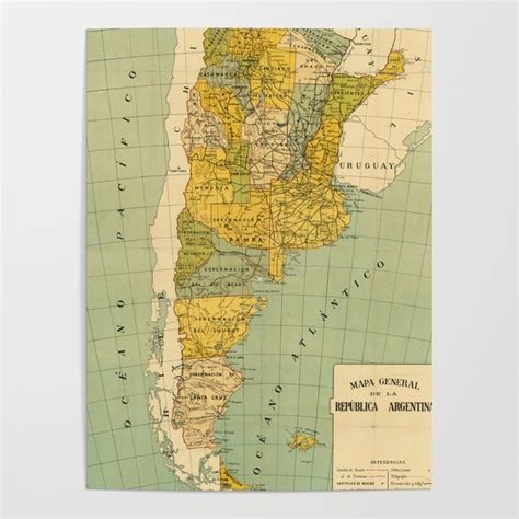 Vintage Map Of Argentina 1910 Poster By Bravuramedia Society6