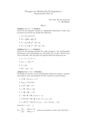 Mathe für Ingenieure 1 Übungs Klausur WS12 13 Name Vorname