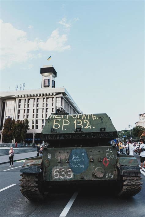 Kyiv Ucrania De Agosto De Desfile De Equipo Militar