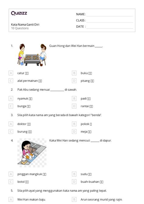 50 Lembar Kerja Kata Benda Yang Tepat Untuk Kelas 2 Di Quizizz Gratis And Dapat Dicetak