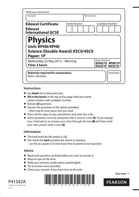 Questionpaper Paper 1p June2012 Centre Number Candidate Number Write