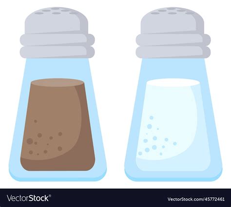 Salt And Pepper Icon Glass Spice Cartoon Shakers Vector Image