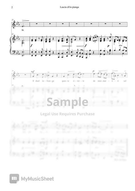 George Friedrich Händel Lascia Ch Io Pianga Original Key Transposed Key Music Sheets 악보 By 음악