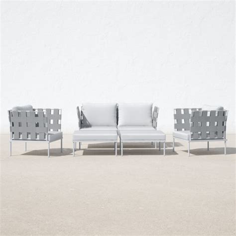 Modway Harmony 5 Piece Outdoor Patio Aluminum Sectional Sofa Set