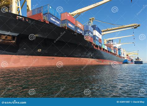 Container Ships Docked Close Up Editorial Photography Image