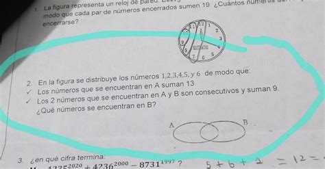 Ayudaa Es Para Mañanaen La Figura Se Distribuye Los Numero 1 2 3 4 5 Y