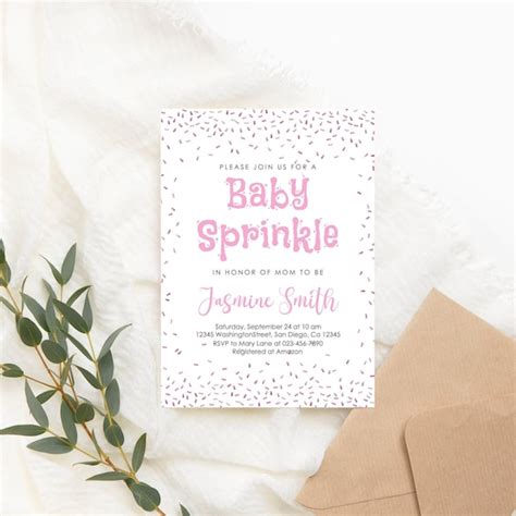 Editable Sprinkles Baby Shower Invitation Pink Sprinkles Baby Etsy