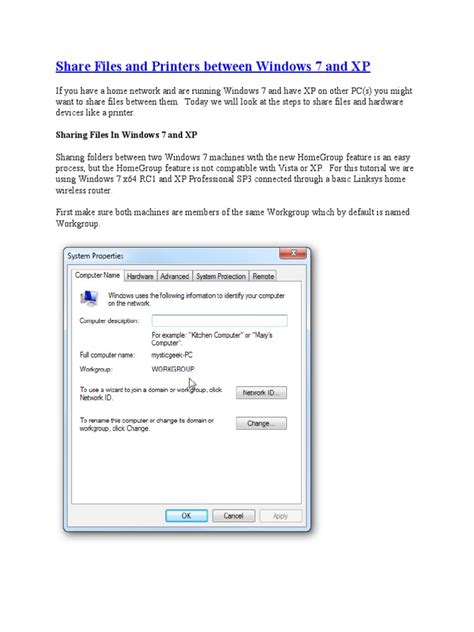 Share Files and Printers Between Windows 7 and XPShare Files and ...