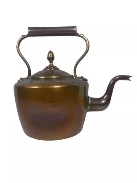 Antique Th Century Solid Copper Tea Kettle W Lid Dovetailed Joints As