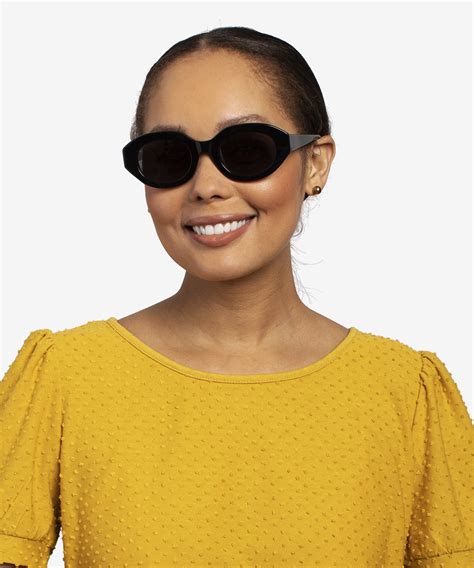 Swan Oval Black Frame Sunglasses For Women Eyebuydirect Canada