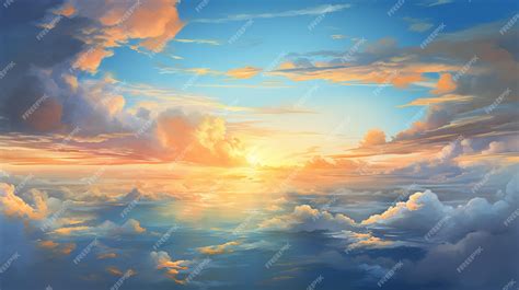 Premium AI Image | Surreal Sunrise Painting the Sky with Blue Clouds