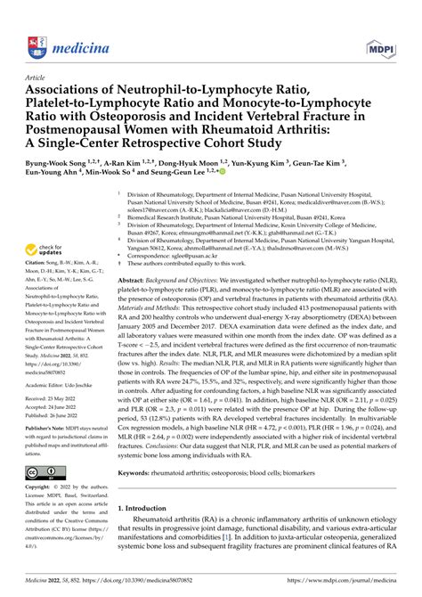 Pdf Associations Of Neutrophil To Lymphocyte Ratio Platelet To