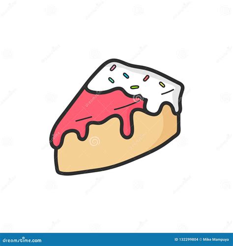 Cute Slice of Cake Drawing. Vector Isolated. Illustration. Stock Vector ...