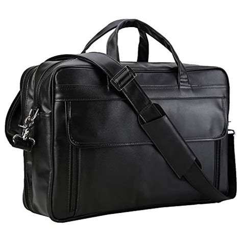 Texbo Men’s Genuine Leather Business Briefcase Large Shoulder Bag Fit 17 Inch Laptop Leather Bags