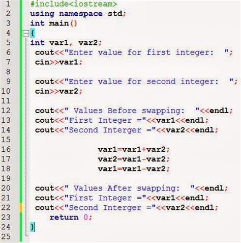 Program To Swap Two Variables Without Using Third Or Temp Variable