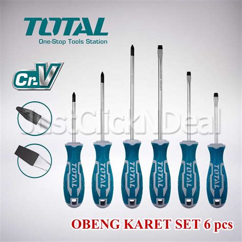 Jual TOTAL Obeng Gagang Karet Magnet Set 6 Pcs Plus Minus