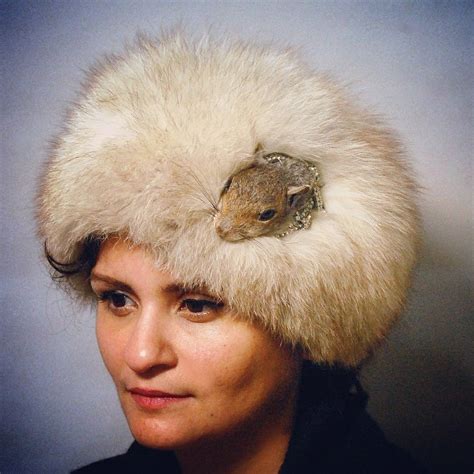 Transylvanian Fox Fur Cloche Hat With Taxidermy Squirrel Head