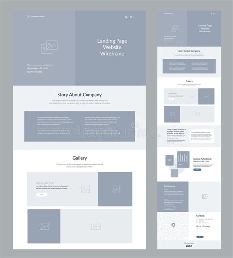 P Gina De Inicio De Wireframe De Plantilla De Dise O De Sitio Web Para