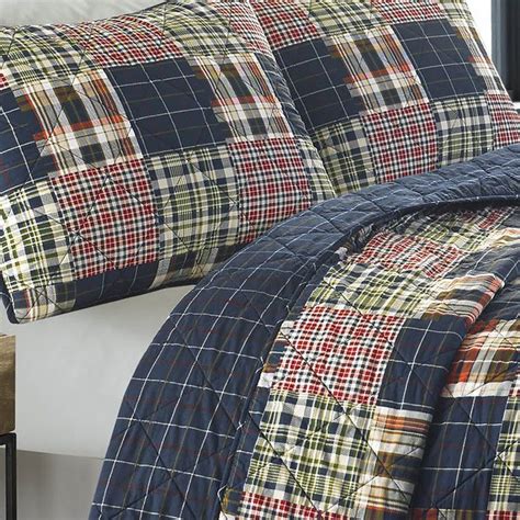 Eddie Bauer Salmon Ladder Stripe Cotton Reversible Quilt Set Quilt Sets Cotton Quilt Set