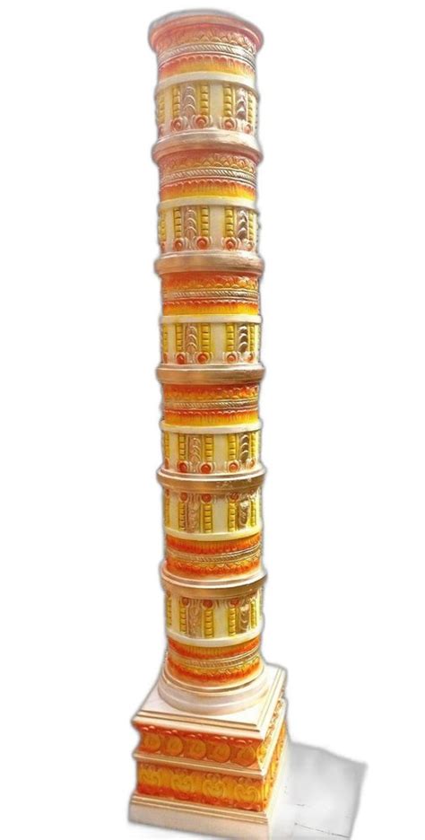 Cylindrical Orange And Golden Frp Wedding Pillars For Decoration At Rs