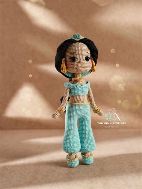 Crochet English PDF Pattern Princess Jasmine Doll Amigurumi Handmade