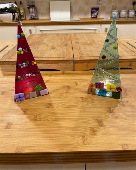 Christmas Tree Tea Lights Glass Christmas Decorations Fused Glass