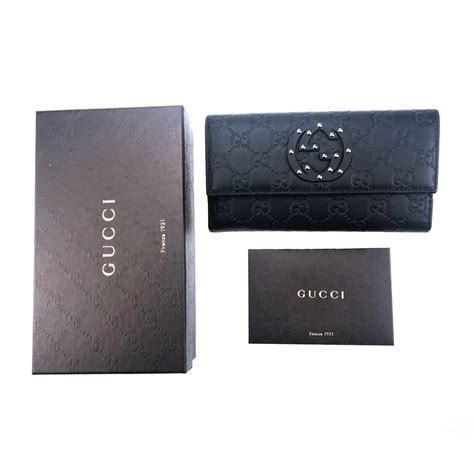 Gucci Wallet Women Calfskin Studded Gg Black 231843 Bagbuybuy